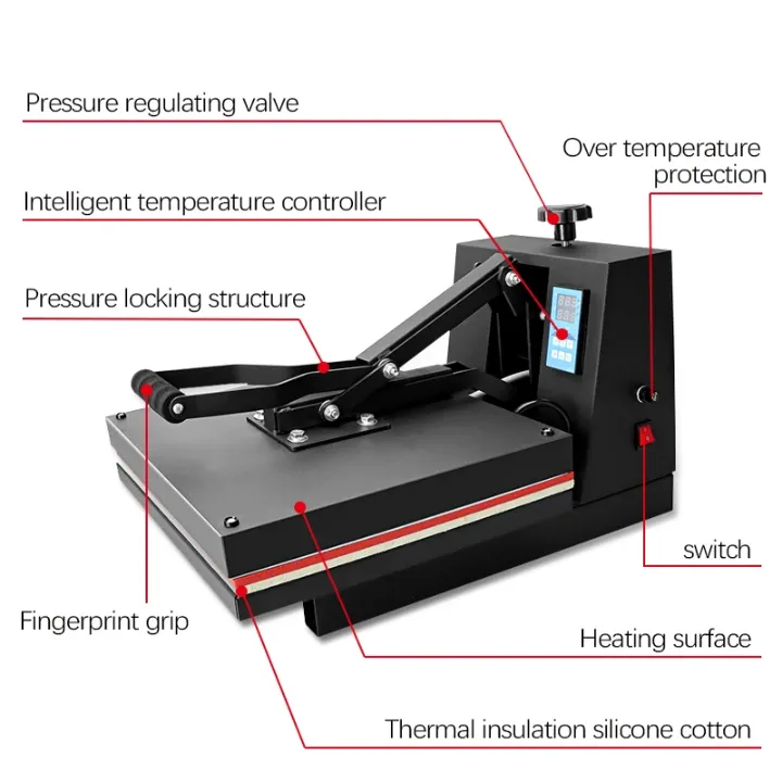 Presse à chaud professionnelle 38x38 cm - Machine de transfert thermique pour t-shirts et textiles