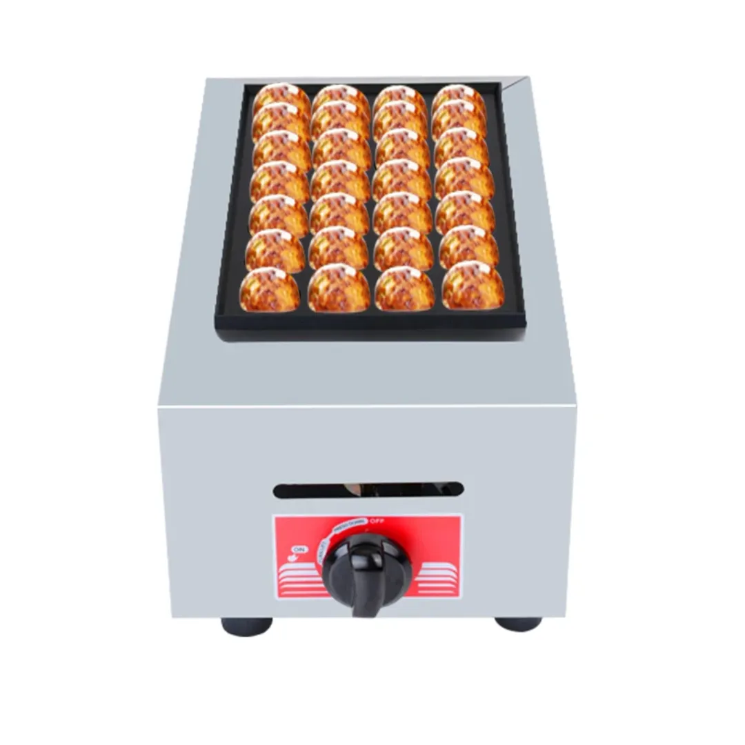 Machine à Takoyaki 28 Moules – Modèle Gaz ou Électrique – Cuisson Rapide – Inox Professionnel pour Boulettes et Snacks