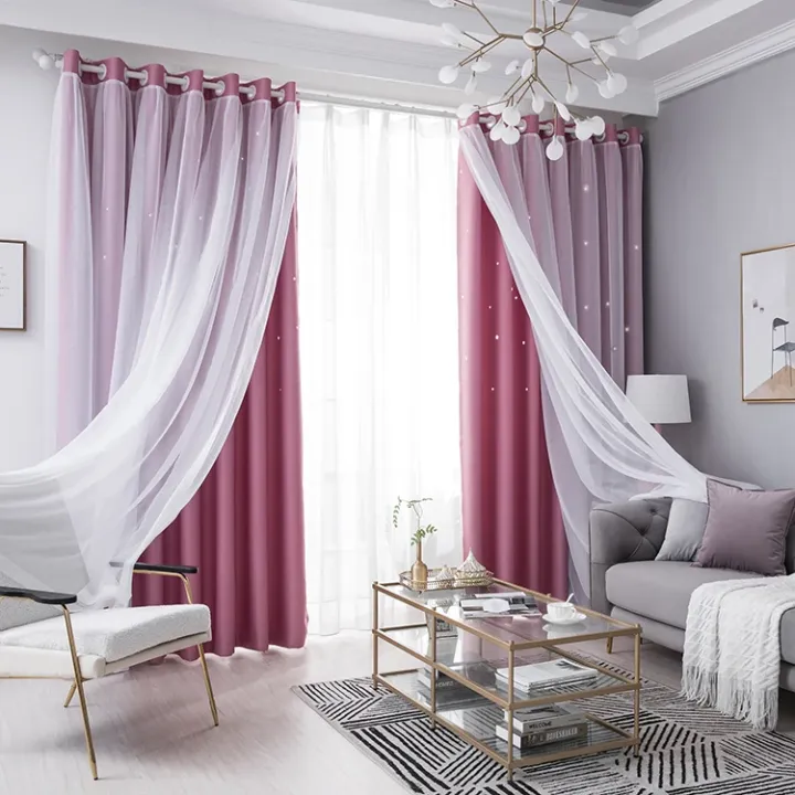 Rideau occultant avec voile effet étoilé – design moderne et élégant – idéal chambre, salon, hôtel, bureau