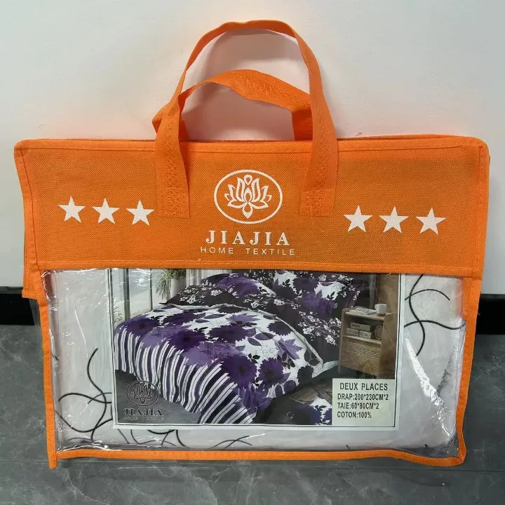 Parure de Lit 4 Pièces – 2 Draps + 2 Taies – Coton 100% 