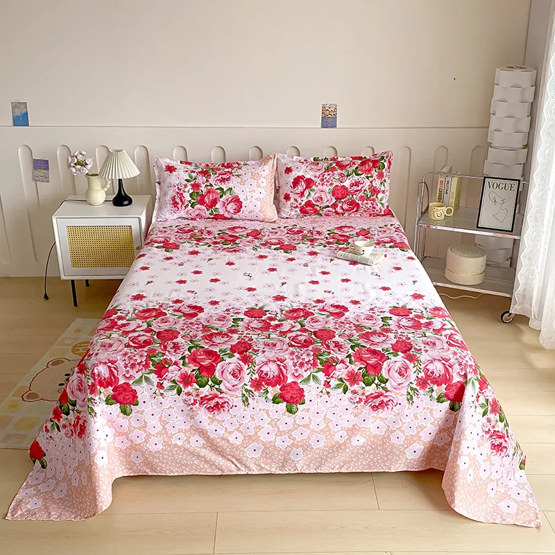 Parure de Lit 4 Pièces – 2 Draps + 2 Taies – Coton 100% 