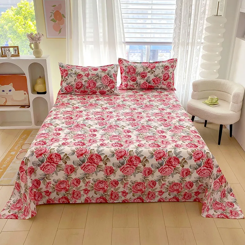Parure de Lit 4 Pièces – 2 Draps + 2 Taies – Coton 100% 