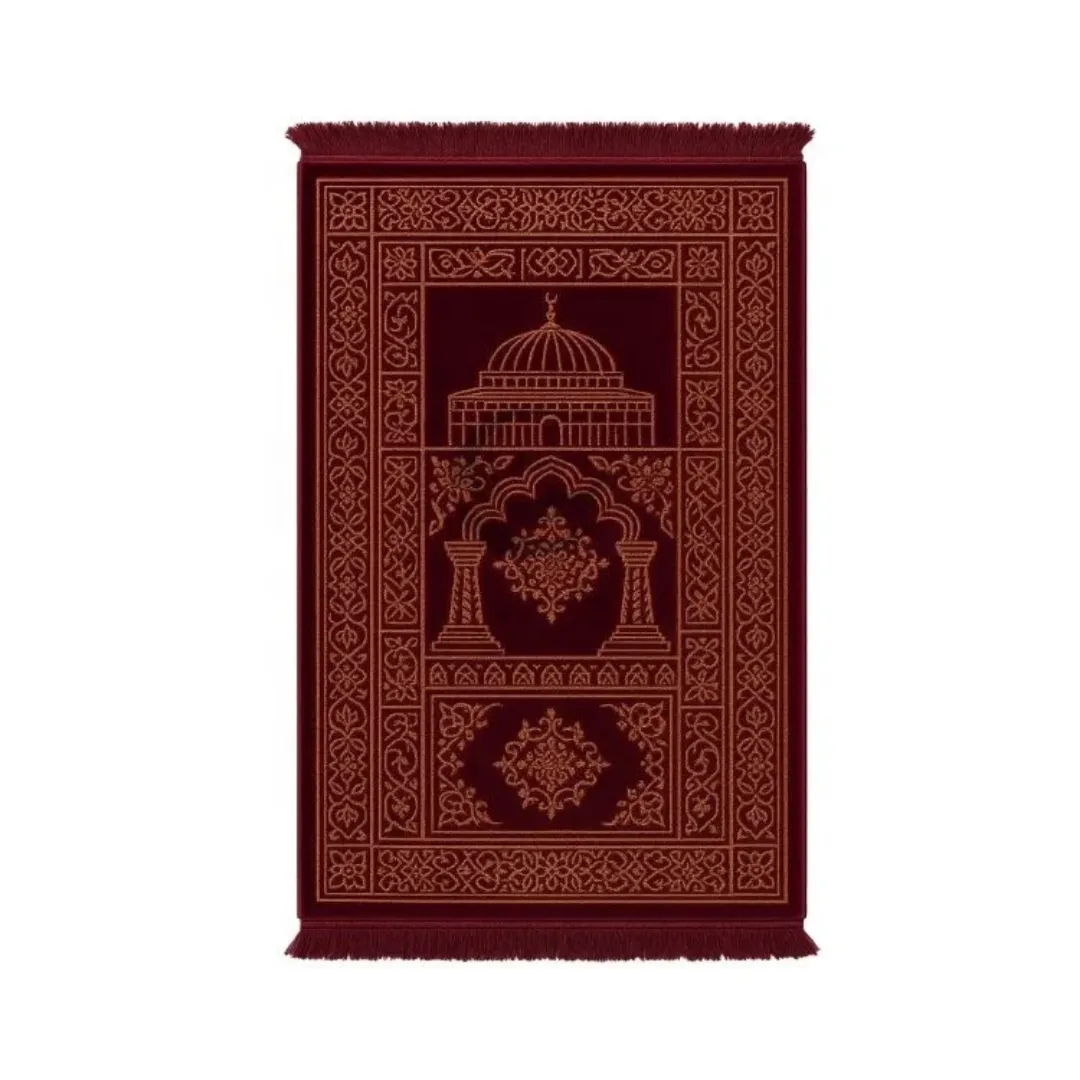 Tapis de Prière Velours – Bleu Royal avec Motifs Islamiques