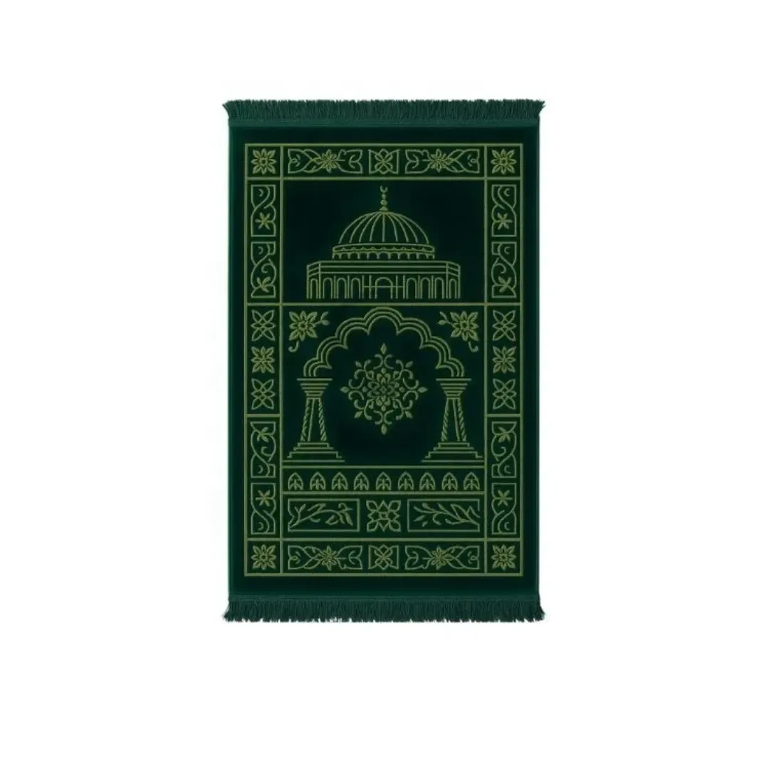 Tapis de Prière Velours – Bleu Royal avec Motifs Islamiques