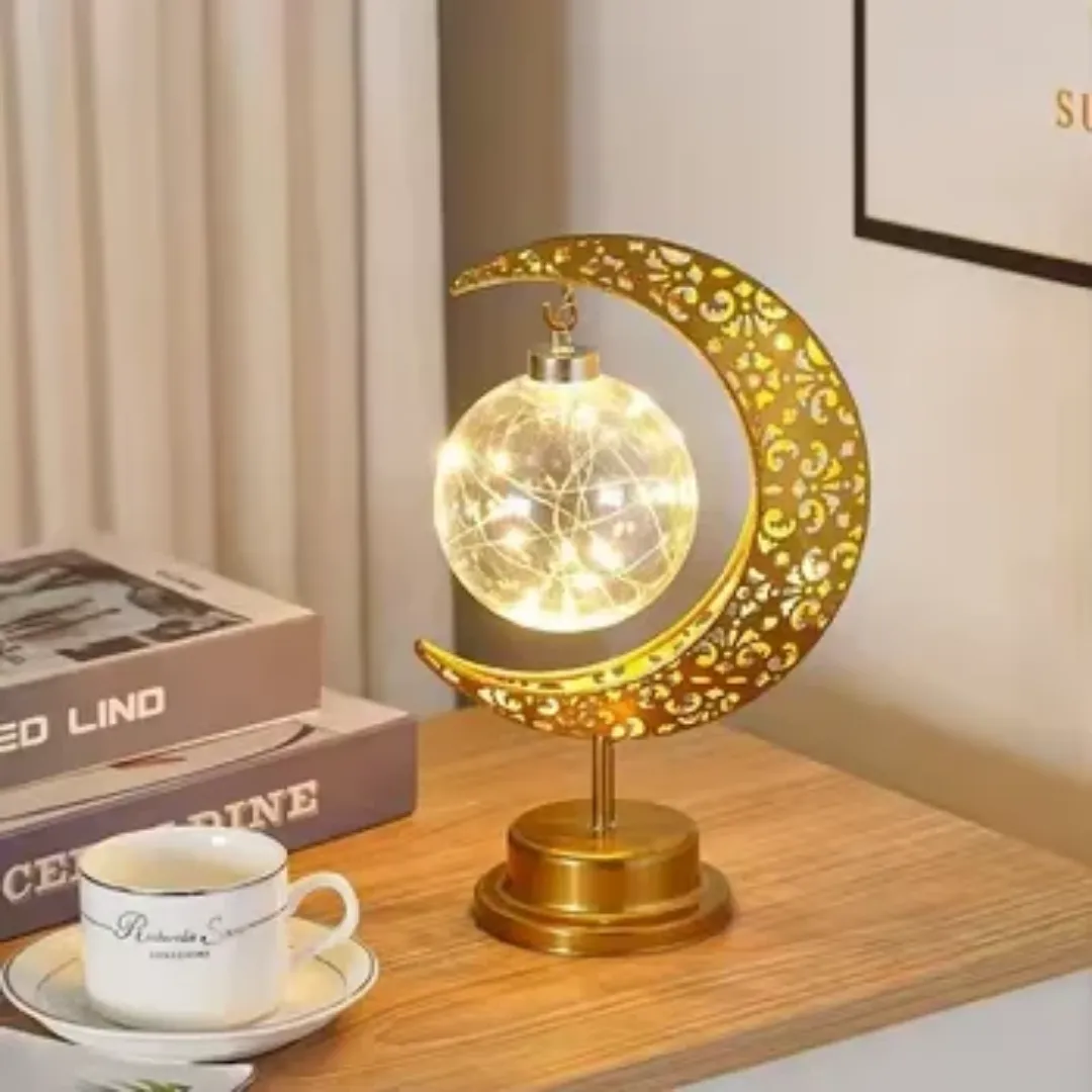 Lampe de Table Décorative Lune et Étoile – Ambiance Ramadan et Orientale