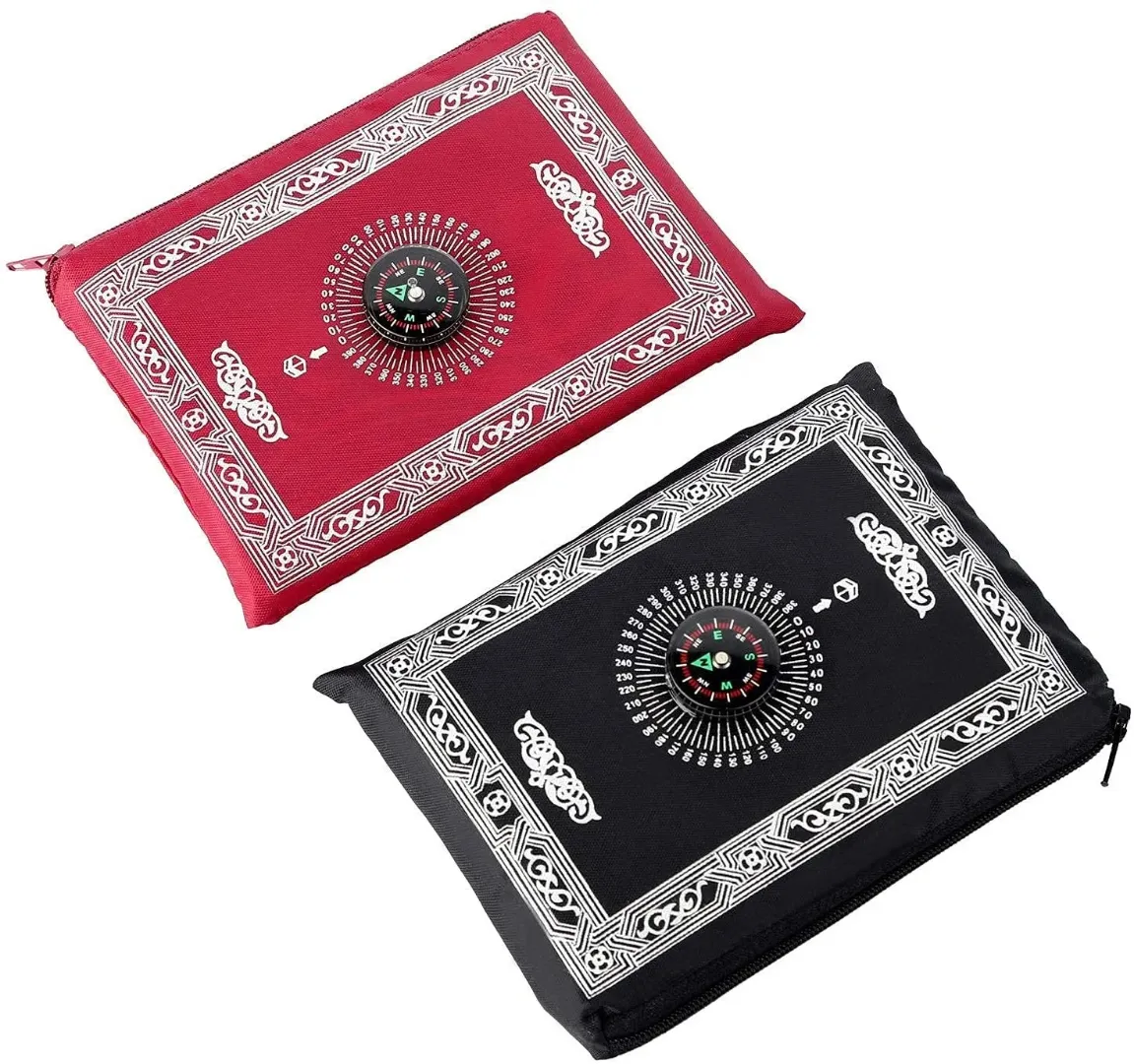 Tapis de Prière de Voyage avec Boussole Intégrée – Pliable et Compact