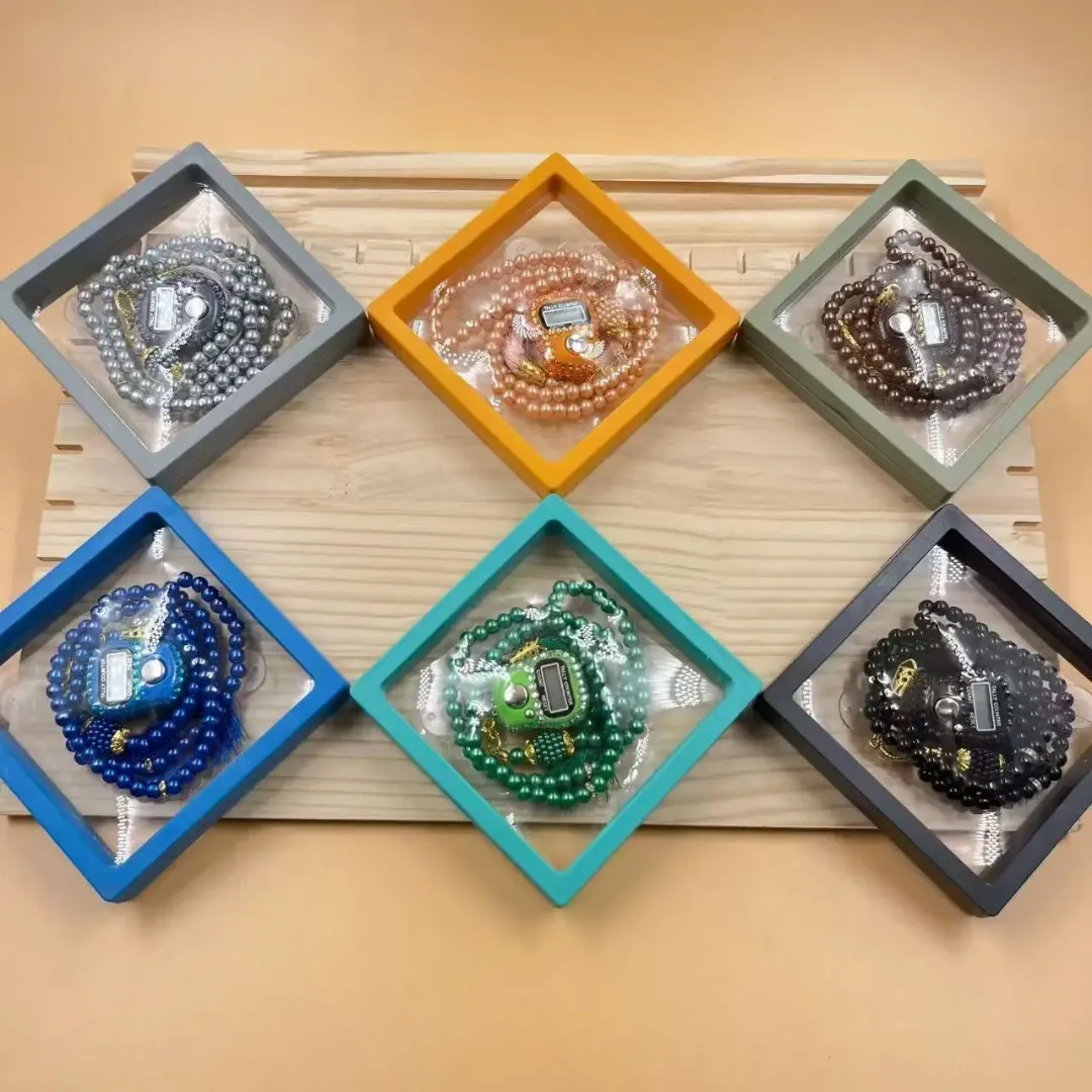 Chapelet Électronique avec Compteur Digital – Perles Bleues Élégantes