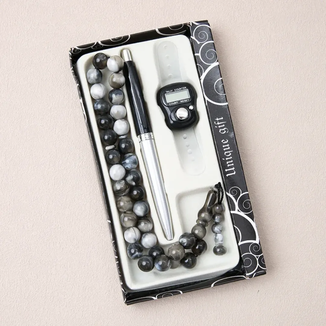 Coffret Cadeau Spirituel – Stylo, Chapelet & Compteur de Prière