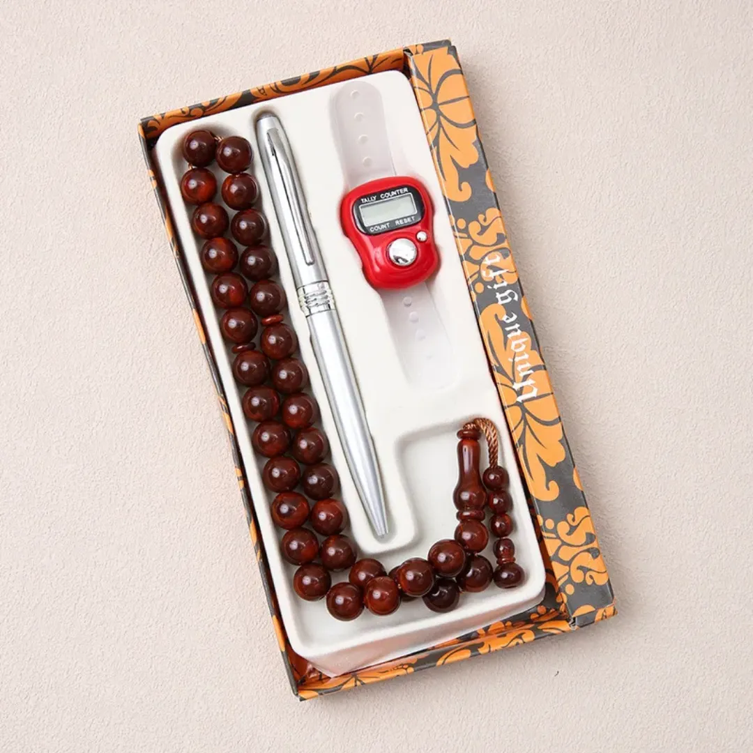 Coffret Cadeau Spirituel – Stylo, Chapelet & Compteur de Prière