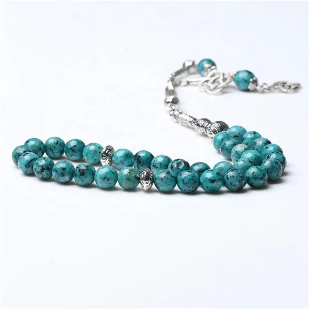 Chapelet Musulman 33 Perles – Pierre Turquoise & Argent Orné
