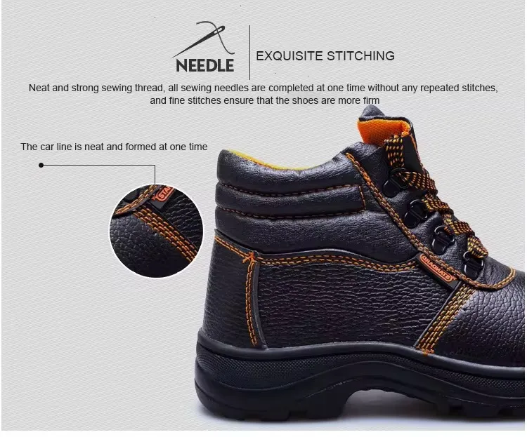 Bottes de Sécurité Homme en Cuir – Antidérapantes, Embout Acier, Semelle Renforcée, Confort de Travail