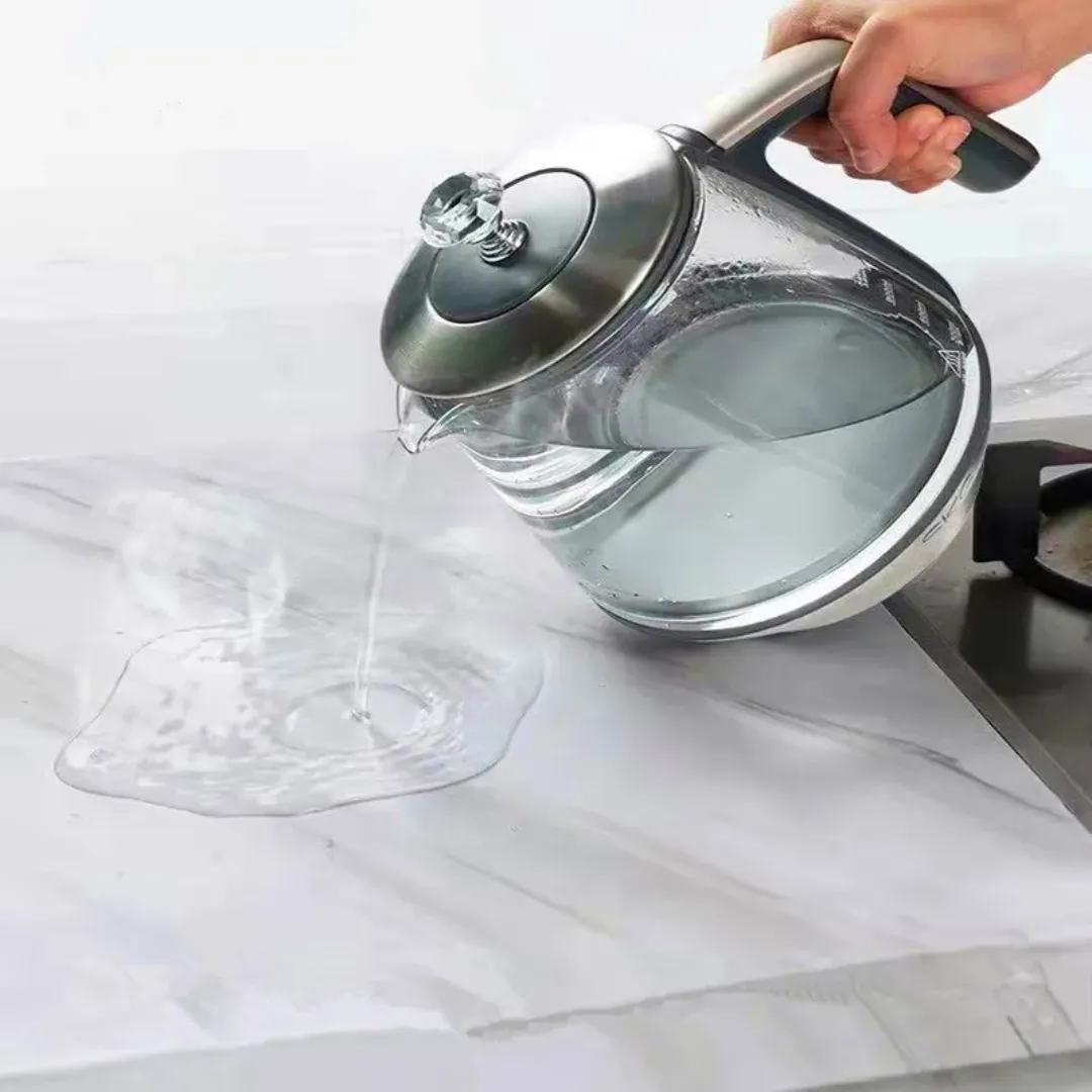 Papier Adhésif Effet Marbre Noir – Étanche, Résistant à l’Huile, Autocollant pour Plan de Travail, C