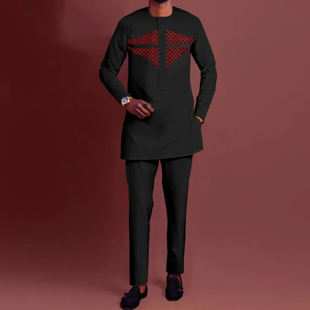Tenue Africaine Homme Élégante – Jaune & Noir