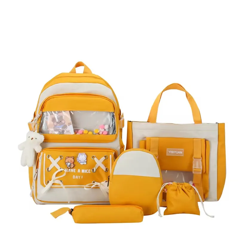 Ensemble de 5 Sacs Scolaires Fille – Sac à Dos, Sac à Main, Pochette Stylée et Trousse, Design Mignon et Pratique