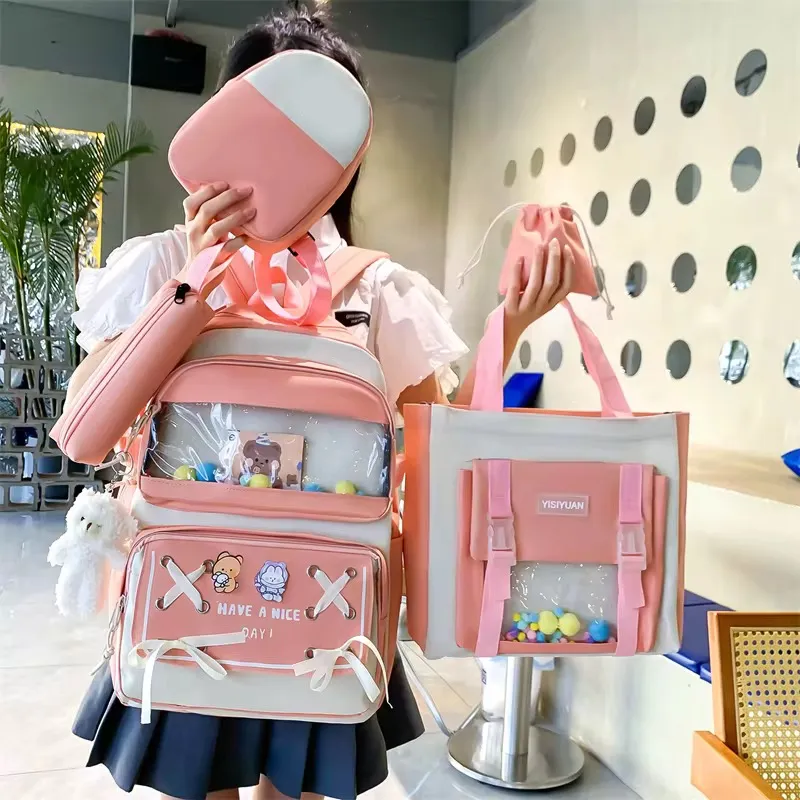 Ensemble de 5 Sacs Scolaires Fille – Sac à Dos, Sac à Main, Pochette Stylée et Trousse, Design Mignon et Pratique