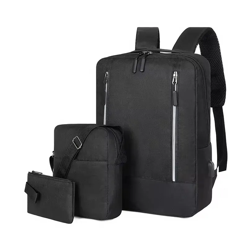 Ensemble 3-en-1 Sac à Dos Ordinateur – Sacoche, Pochette et Sac à Dos en Tissu Oxford Résistant