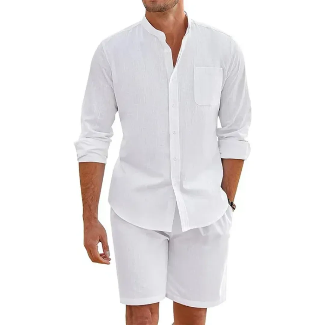 Ensemble Chemise et Short Homme – Style Décontracté Lin Coton