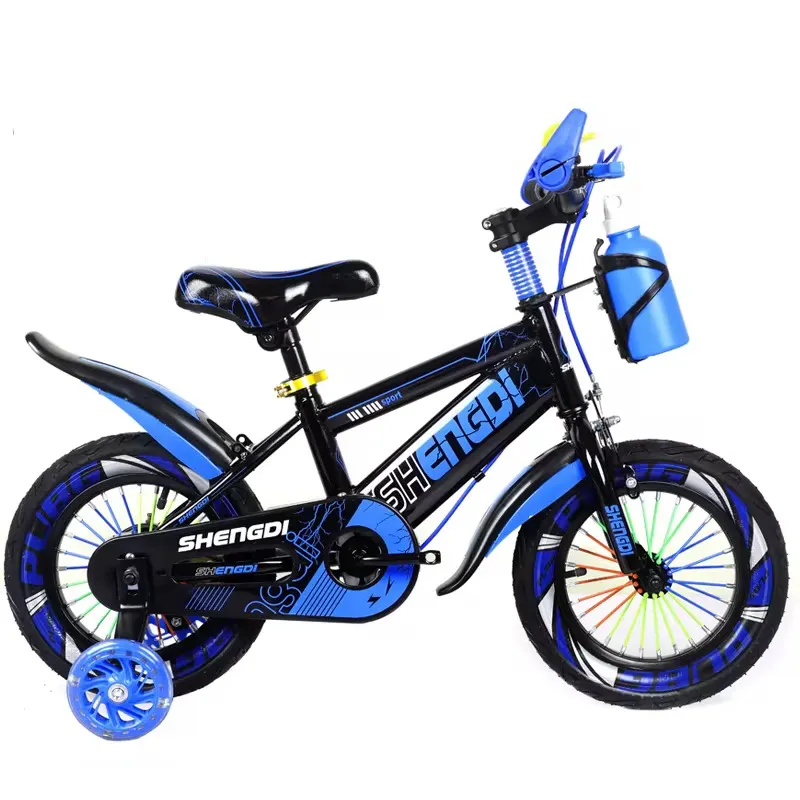Vélo Enfant 12 à 16 Pouces – Cadre Acier Carbone, Roues Stabilisatrices, Gourde et Support – Design Sportif PUGB