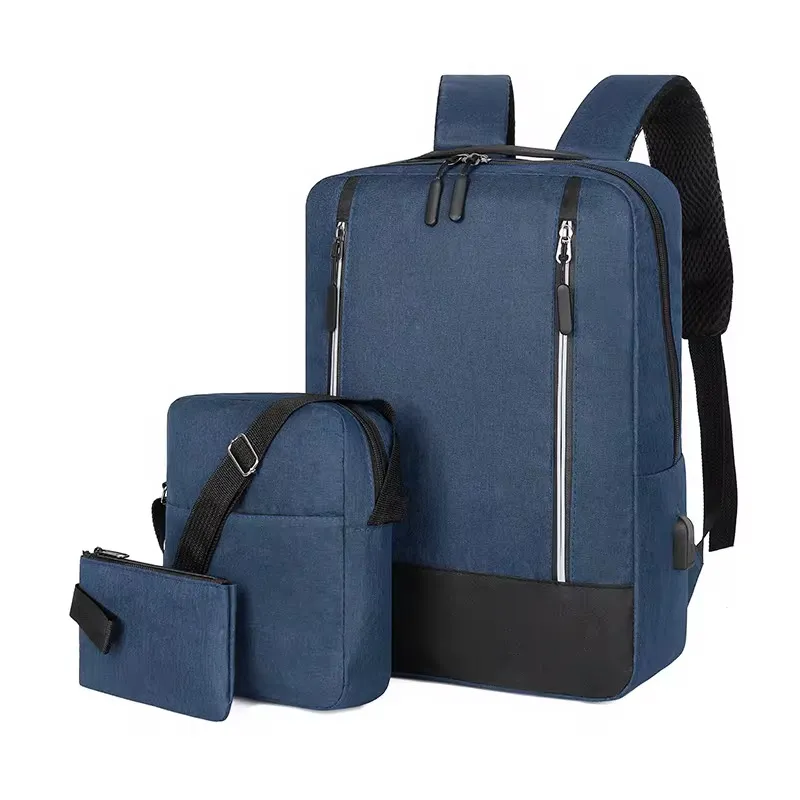 Ensemble 3-en-1 Sac à Dos Ordinateur – Sacoche, Pochette et Sac à Dos en Tissu Oxford Résistant