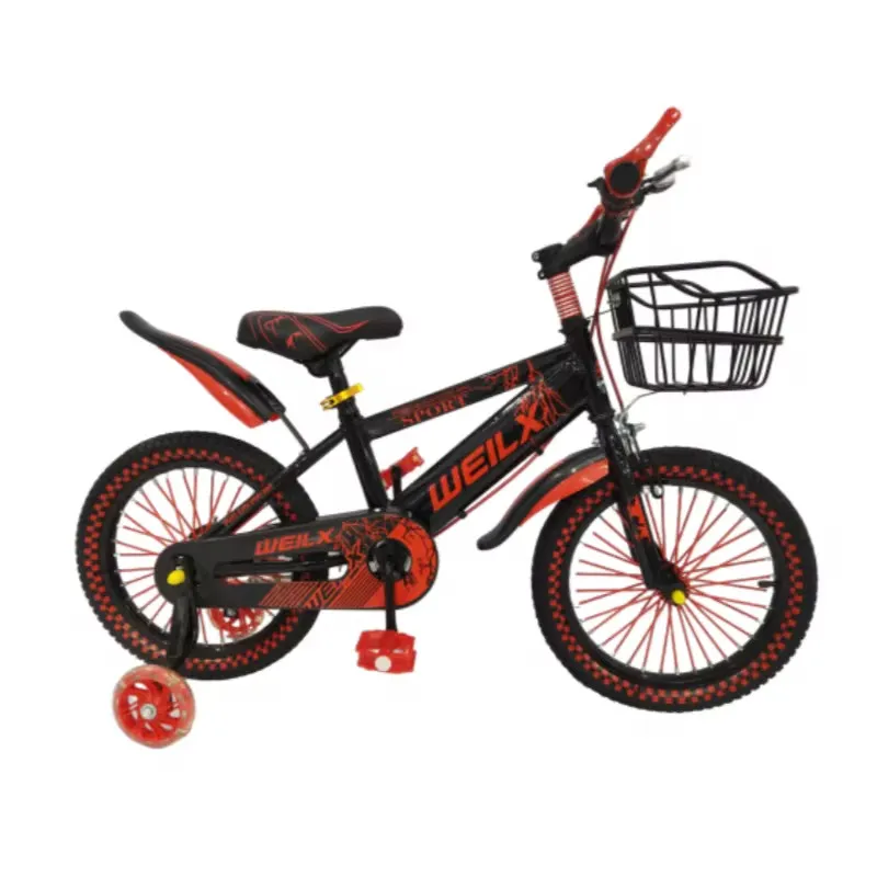 Vélo Enfant Sportif 16-20 Pouces – Cadre Acier Renforcé, Panier Avant, Roues Stabilisatrices – Modèle WEILX