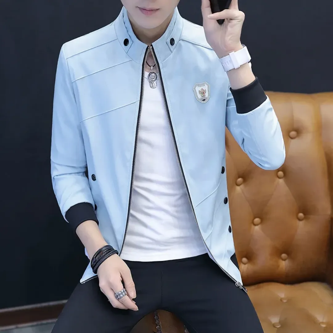 Veste Slim Homme Beige Style Urbain – Col Montant Zippé