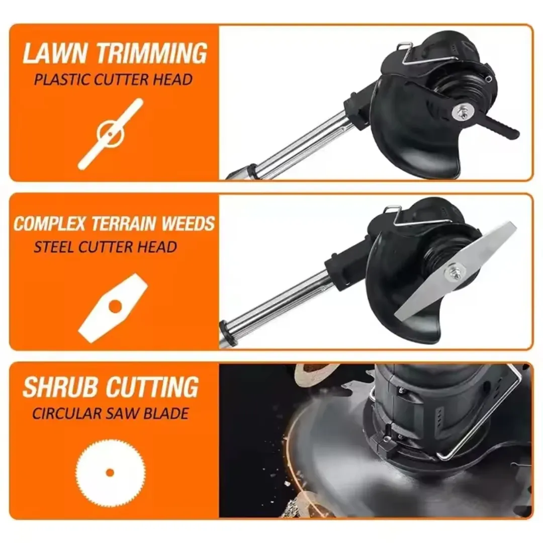 Tondeuse Électrique 21V Sans Fil – 1200W Portable avec Batterie Lithium, Poignée Réglable et Lames Multiples