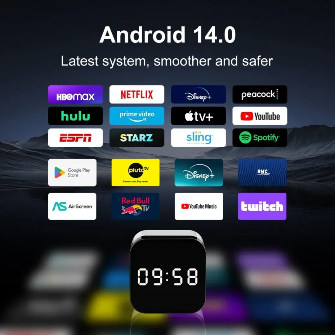 H96 Max H728 – Box TV Android avec Horloge Digitale