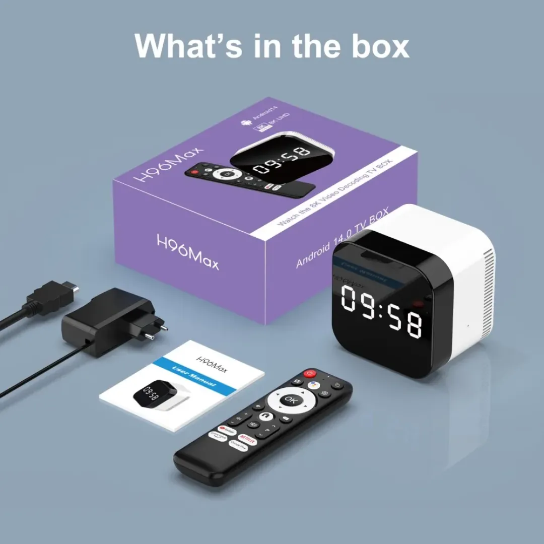 H96 Max H728 – Box TV Android avec Horloge Digitale