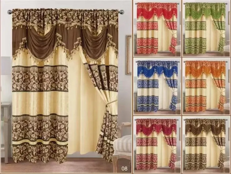 Rideaux Décoratifs Haut de Gamme avec Voilage – Style Royal à Franges Dorées