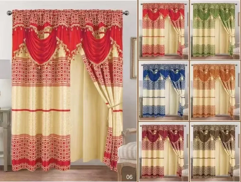 Rideaux Décoratifs Haut de Gamme avec Voilage – Style Royal à Franges Dorées