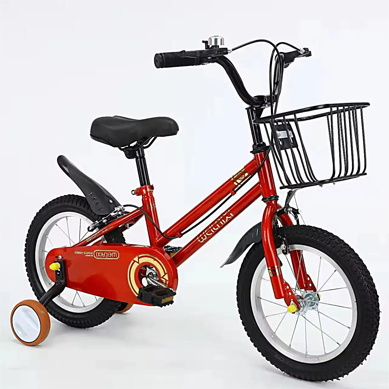 Vélo Enfant 12 Pouces – WEILAIXX avec Roues Stabilisatrices et Panier Avant, Cadre Acier Robuste, 3 à 8 Ans