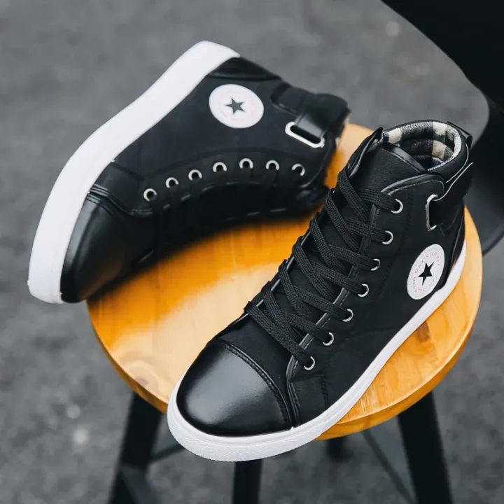 Baskets Montantes Homme Style Urbain – Toile et Simili Cuir, Confortables et Tendance