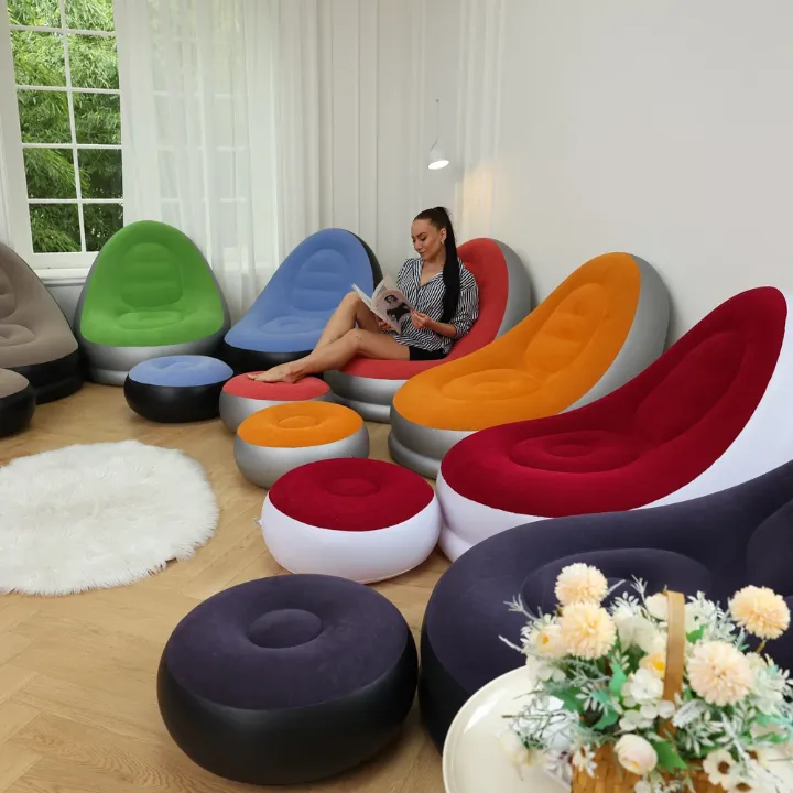 Fauteuil Gonflable avec Repose-Pieds – Design Ergonomique & Multicolore