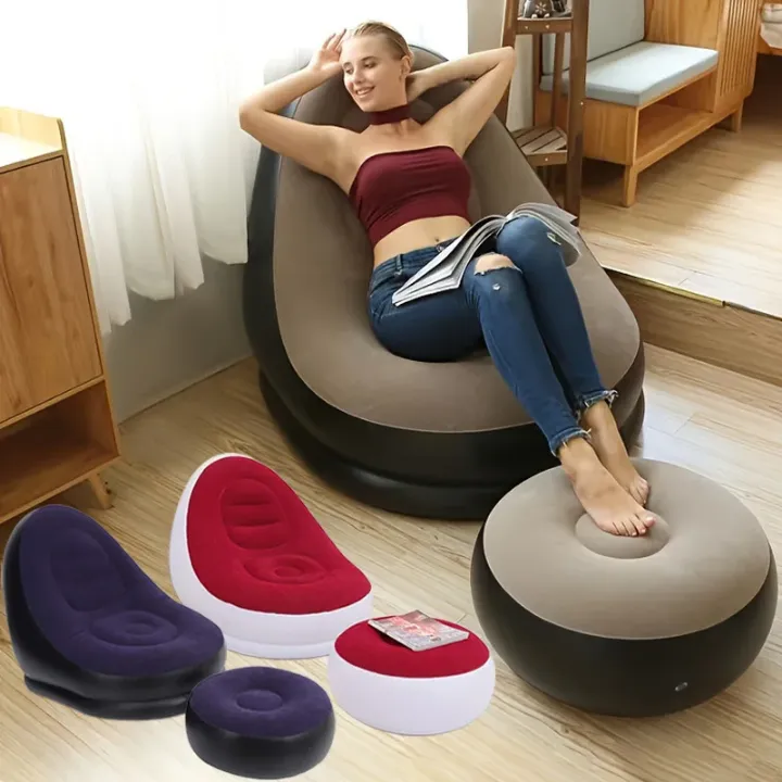 Fauteuil Gonflable avec Repose-Pieds – Design Ergonomique & Multicolore