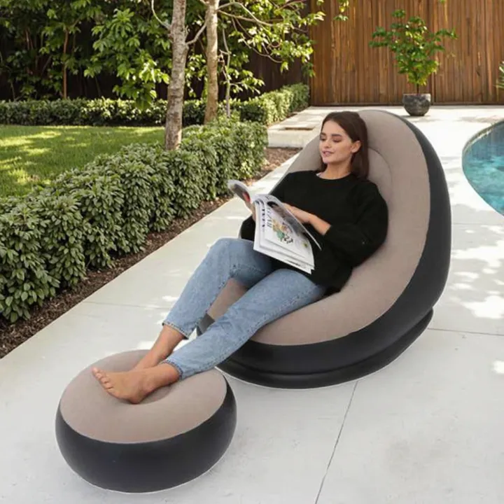 Fauteuil Gonflable avec Repose-Pieds – Design Ergonomique & Multicolore