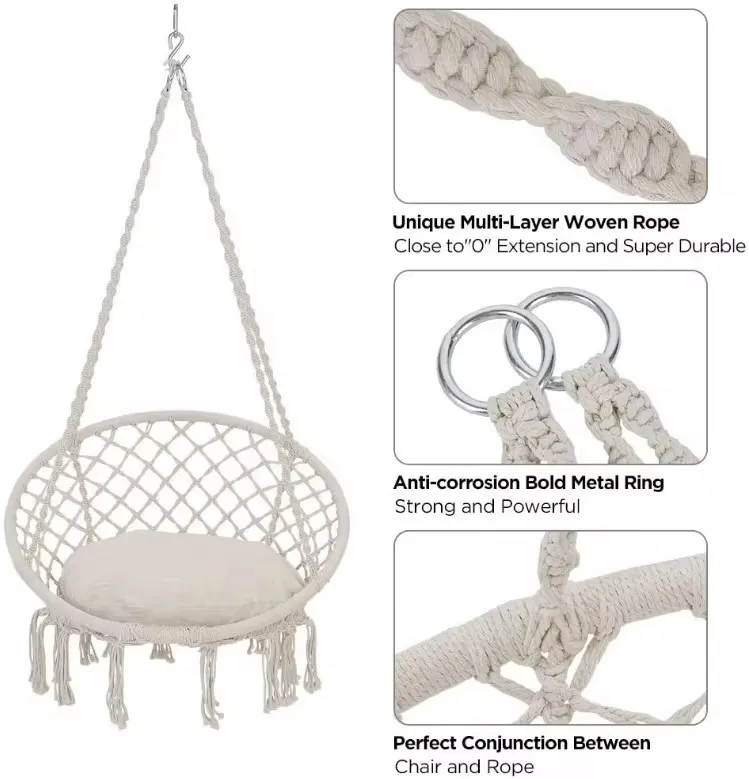 Balançoire Suspendue en Macramé - Style Œuf