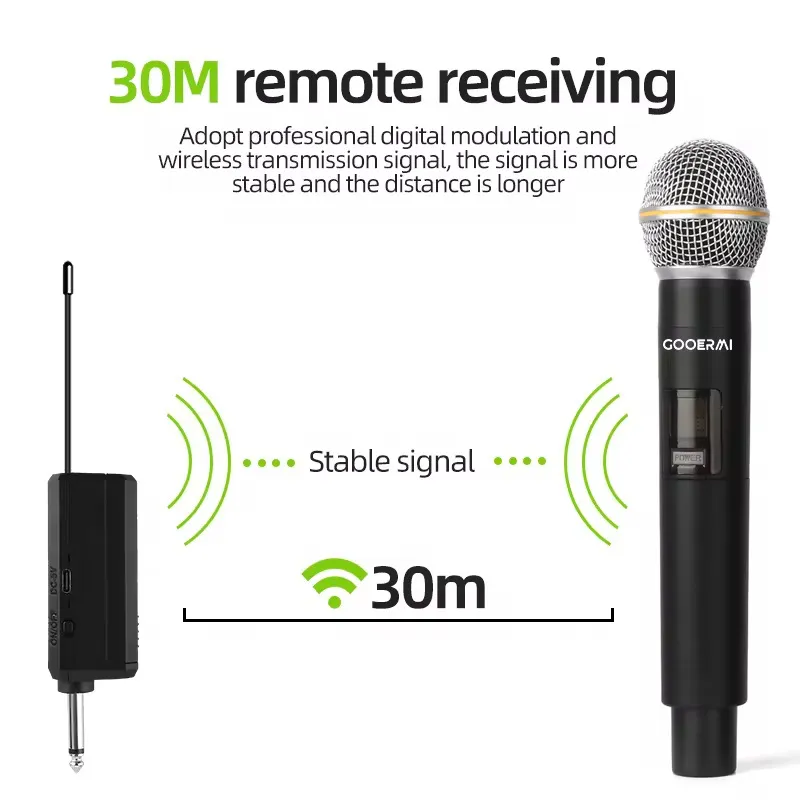 🎤 Microphone Sans Fil Professionnel GOOEMicrophones sans fil GOOERMI MIM-MRA58 - Duo professionnel rechargeable avec récepteur Jack 6.35mm