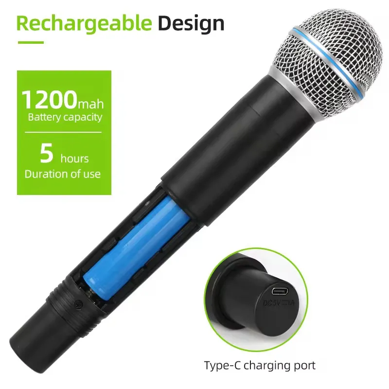 🎤 Microphone Sans Fil Professionnel GOOEMicrophones sans fil GOOERMI MIM-MRA58 - Duo professionnel rechargeable avec récepteur Jack 6.35mm