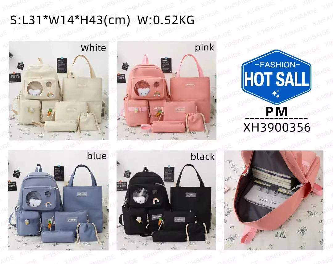 🎒 Set de Sacs “Lanshiya” 6-en-1 – Style Kawaii et Pratique