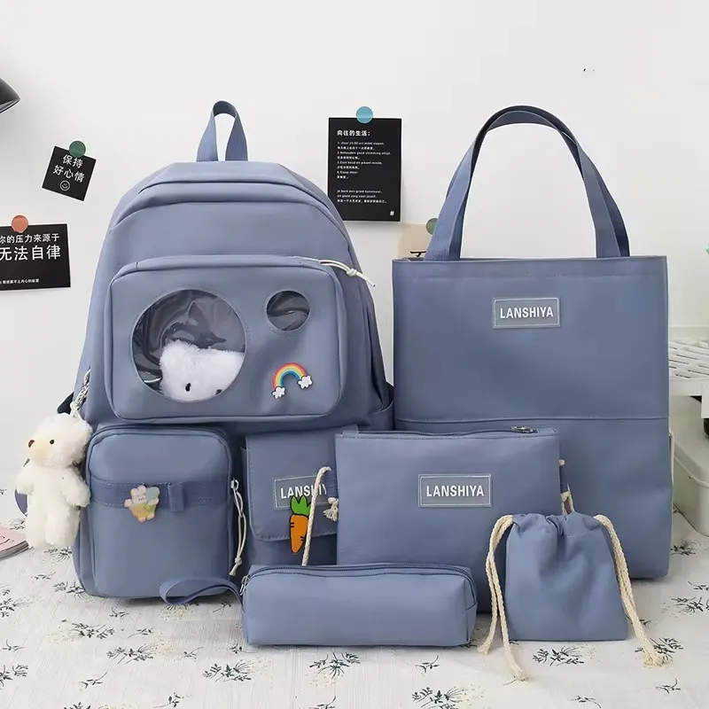 🎒 Set de Sacs “Lanshiya” 6-en-1 – Style Kawaii et Pratique