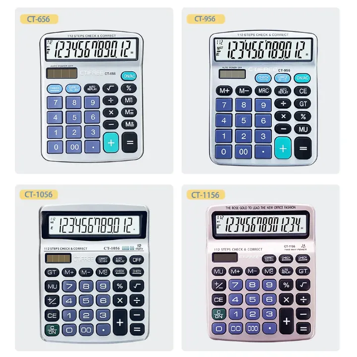 Calculatrice de Bureau à Grand Écran 12 Chiffres – Vérification & Correction 112 Étapes
