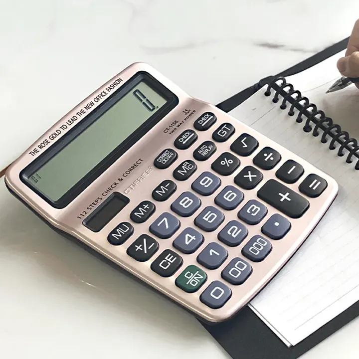 Calculatrice de Bureau à Grand Écran 12 Chiffres – Vérification & Correction 112 Étapes