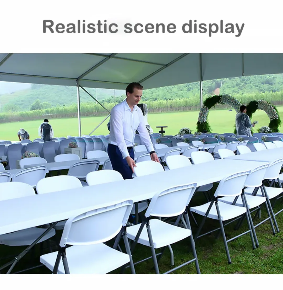 Table Pliante Rectangulaire en Plastique – Réglable & Pliable avec Poignée – Idéale pour l’Extérieur et les Événements