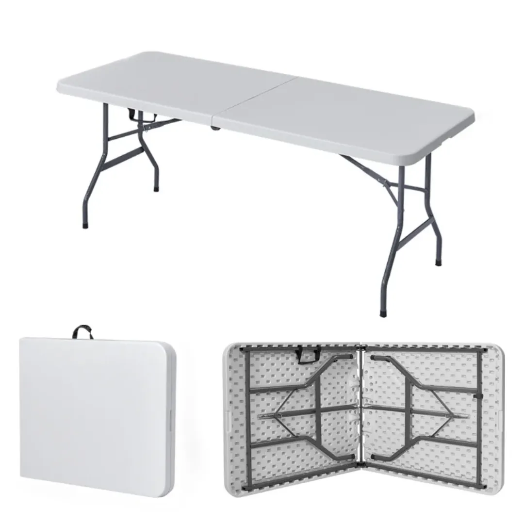 Table Pliante Rectangulaire en Plastique – Réglable & Pliable avec Poignée – Idéale pour l’Extérieur et les Événements (Copie)