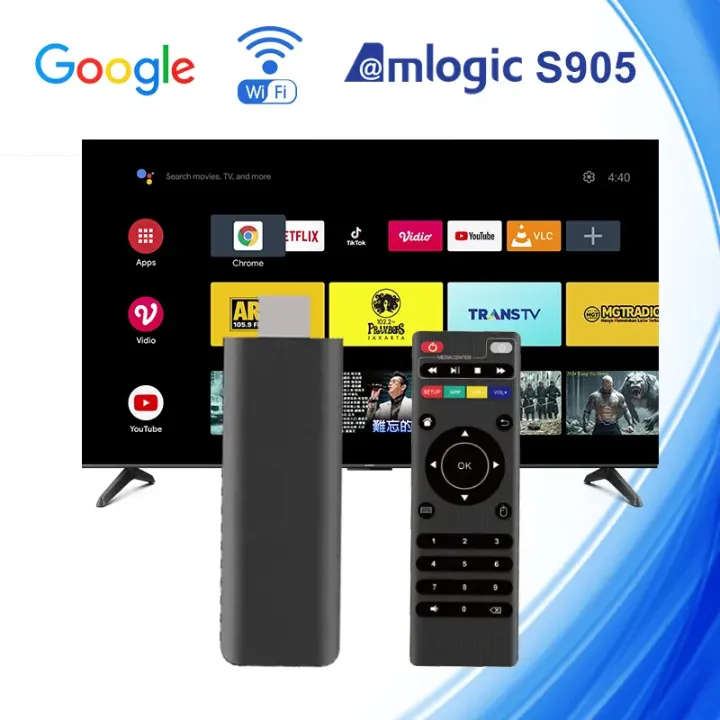 Clé TV Android 15.0 OM – TV Stick 4K avec Amlogic S905L, WiFi 2.4G, Google TV et Télécommande