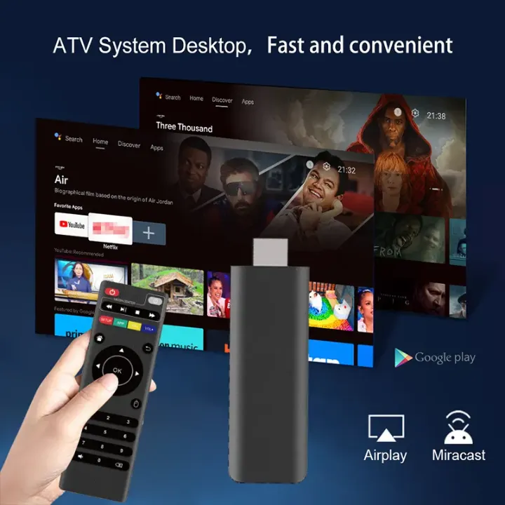 Clé TV Android 15.0 OM – TV Stick 4K avec Amlogic S905L, WiFi 2.4G, Google TV et Télécommande