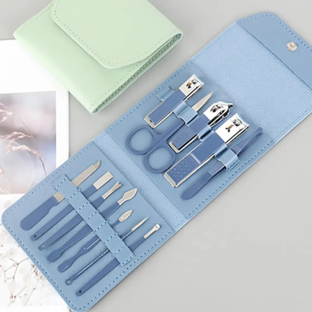 Set Complet de Manucure & Pédicure 16 Pièces en Acier Inoxydable – Coupe-Ongles, Ciseaux & Outils de Soin des Ongles