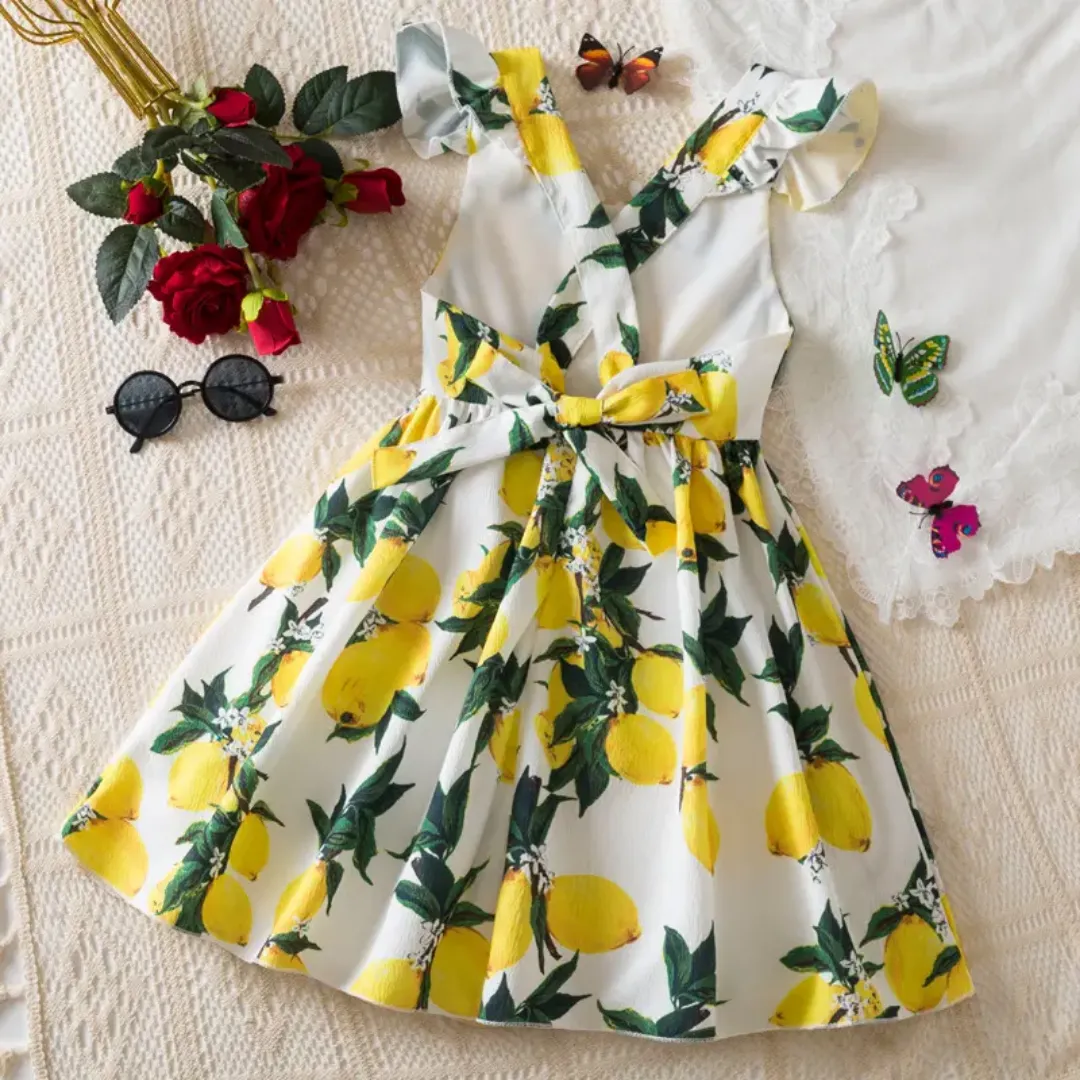 Nom du produit : Robe d’été pour fille à imprimé citron