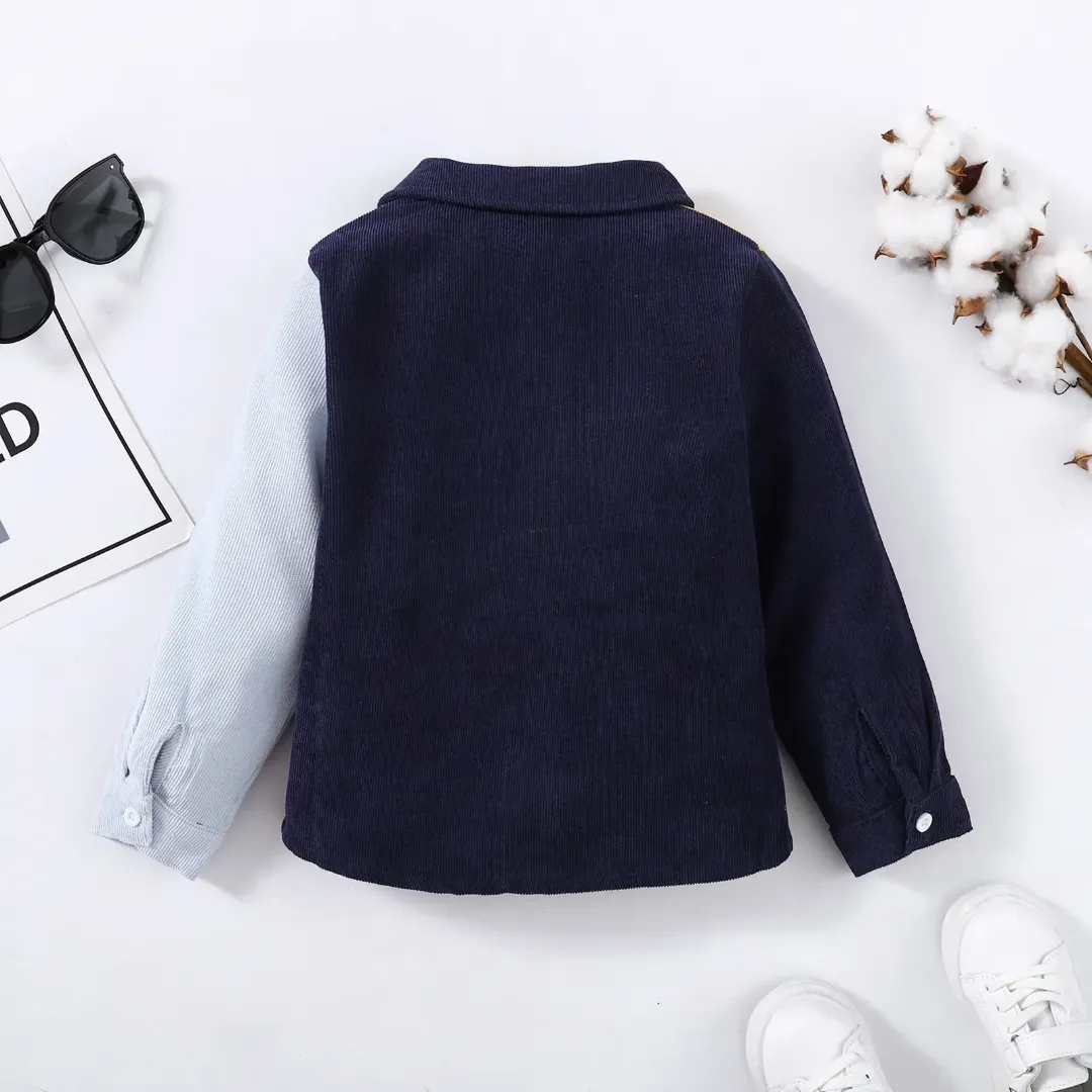 Chemise à manches longues pour enfants – style patchwork coloré en velours côtelé