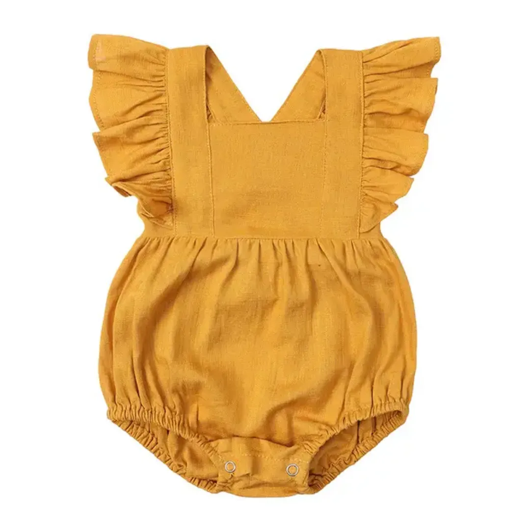 Barboteuse Bébé à Volants – Plusieurs Couleurs, Style Vintage Été